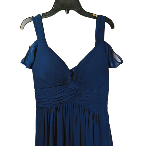 Women Bariano Australia Long Dress Navy Blue Formal Gown Slit Bridesmaid Size XS - Picture 12 of 16